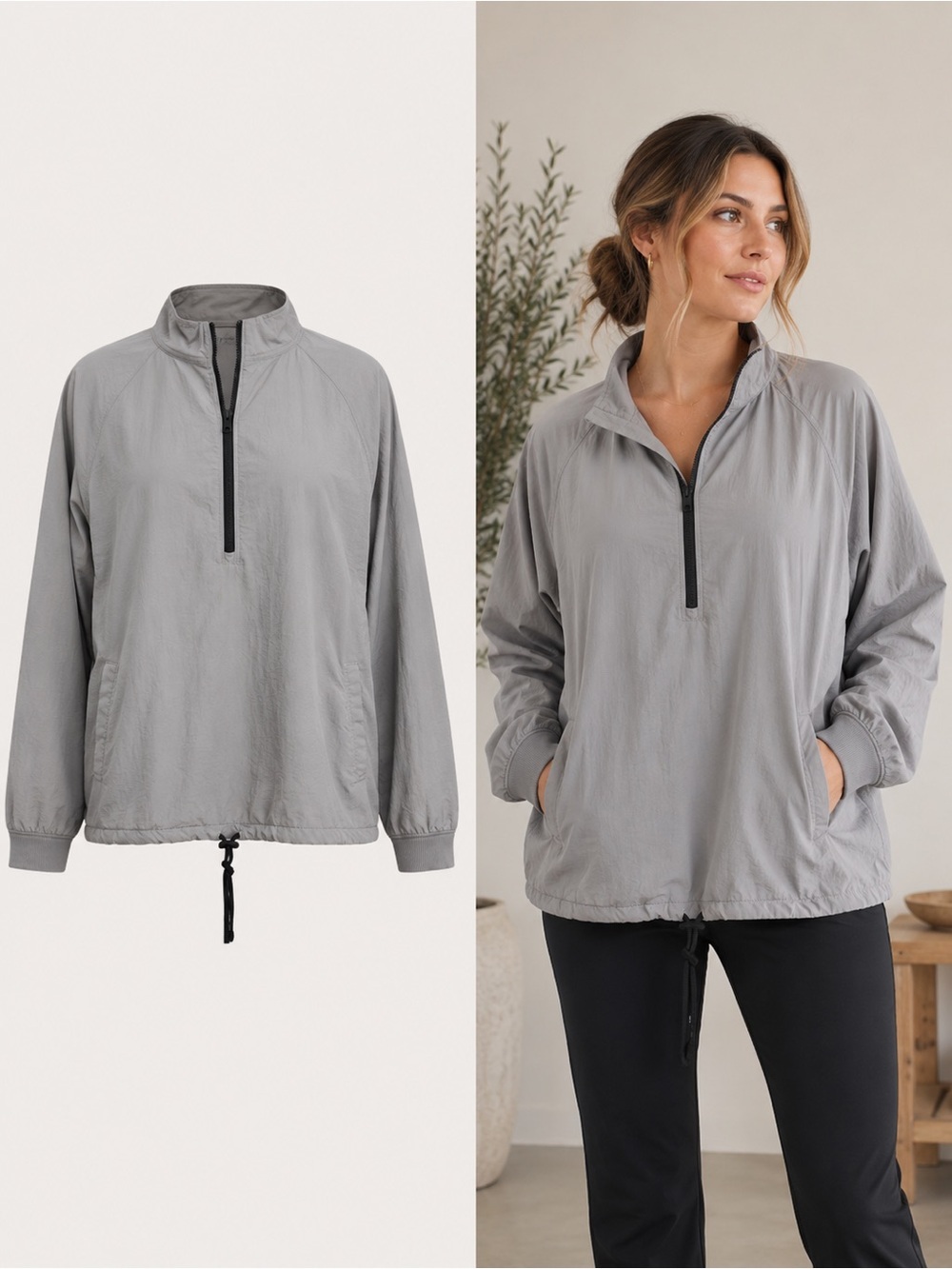 DSG | Gray Lightweight Quarter Zip Windbreaker Pullover Jacket | 2XL